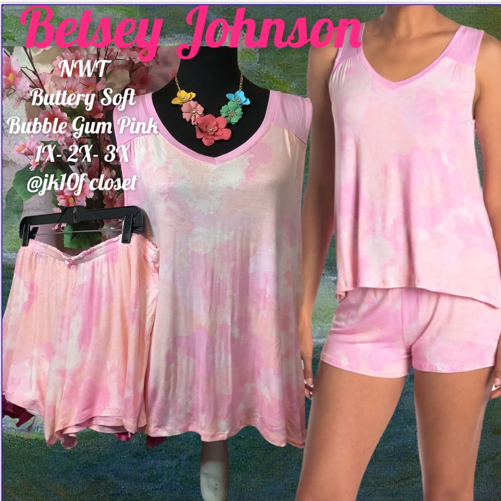 LOWEST🌺 NWT Betsey Johnson 1X-2X-3X Bubblegum TIE DYE Shorts Pajama Set